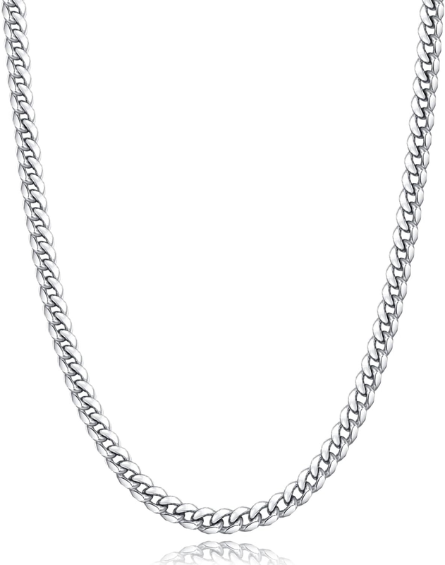 Cuban Link Chain Necklace for Men Boys | 316L Stainless Steel Diamond-Cut Cuban