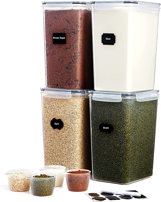 S 220oz 4pcs With Lids Airtight For Flour, Sug