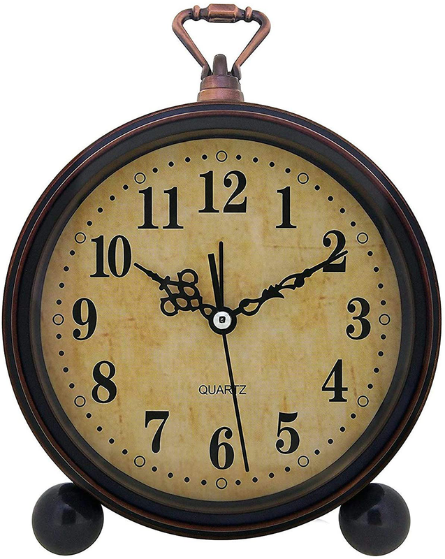 , Analog Silent Small Bedside Desk Clock Battery Operated
