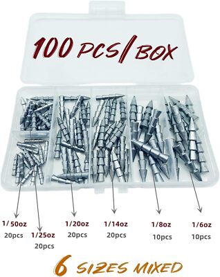 100Pcs Box Nail Weights Sinkers1 6oz1/8oz1/14oz1/20oz1/25oz1/50oz 6 Sizes Mix US