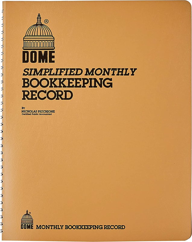 Dome 612 Bookkeeping Record, Tan Vinyl Cover, 128 Pages, 8 1/2 X 11 Pages