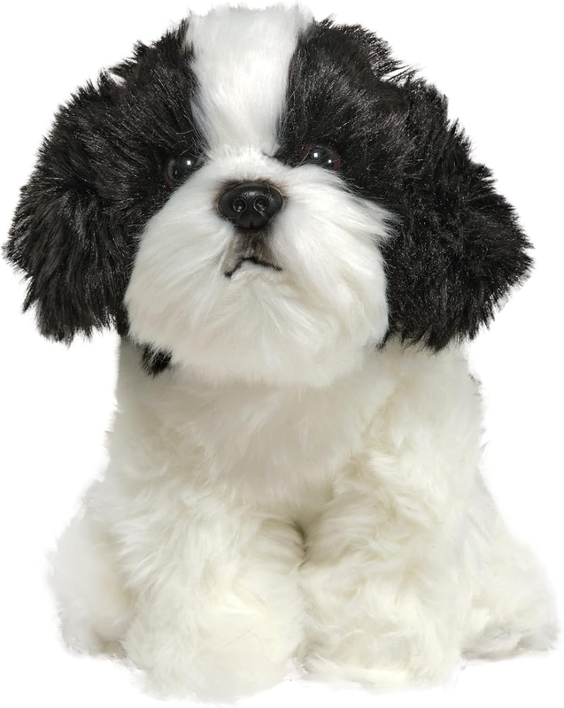 Bearington Black & White Dog 13 Inch Dog Stuffed Animals - Shih Tzu Stuffed Anim