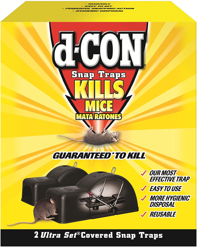 D-Con Reusable Ultra Set Covered Mouse Snap Trap, 2 Traps, 2 Count (Pack of 1)