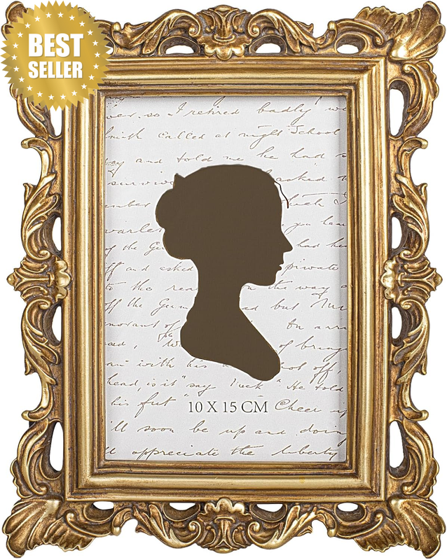 4X6 Inch Vintage Picture Frame, Elegant Antique Photo Frames with Glass Front, P
