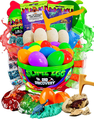 Original Stationery Dinosaur Slime Egg Dig Discovery, Dino Eggs Dig Kit with 6 P