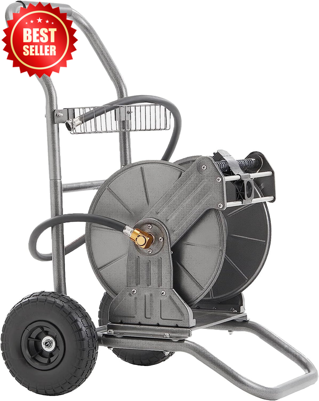 Garden Hose Reel Cart Wheels Metal 200ft 1/2 Capacity Mobile Outside US