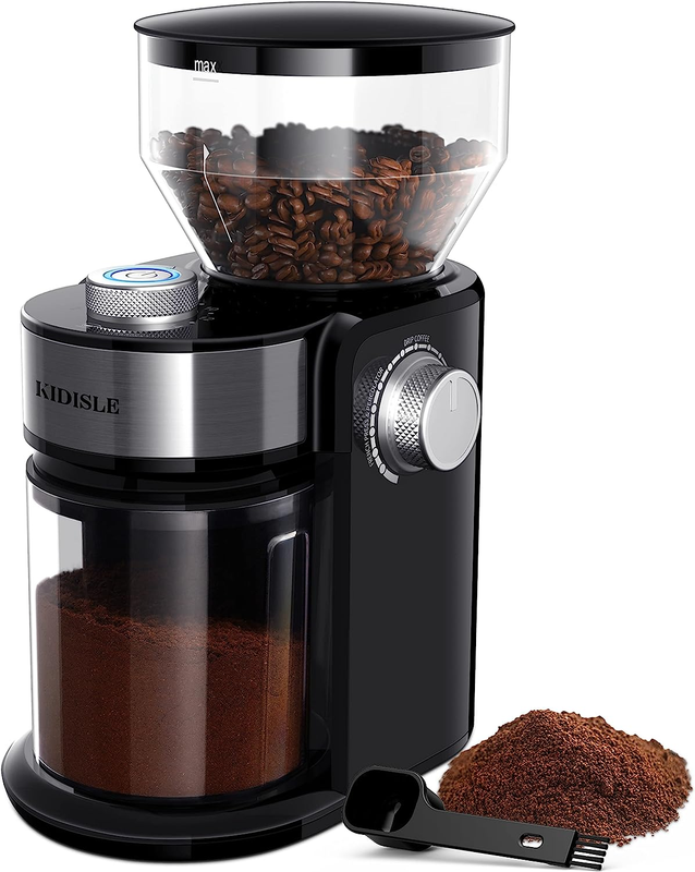 Electric Burr Coffee Grinder, Automatic Flat Burr Coffee for French Press, Drip
