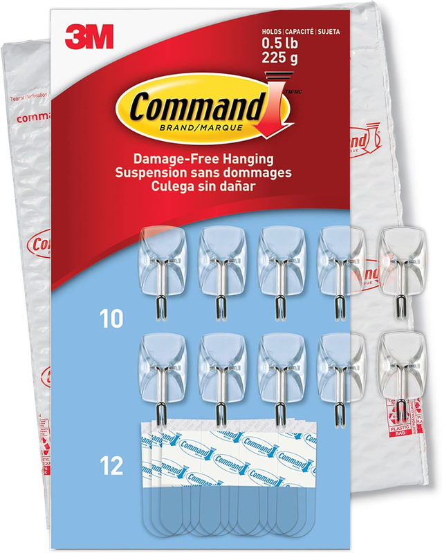 Small Wire Toggle Hooks, Damage Free Hanging Wall Hooks with Adhesive Strips, No