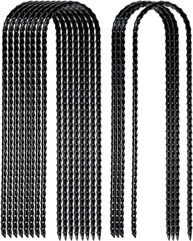 10in Heavy Duty Trampoline Wind Stakes 12PK Metal Ground Anchors Rebar Black