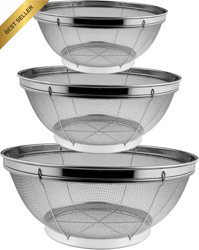 3 Pack Stainless Steel Colander Mesh Colander Strainer Basket Kitchen Straining