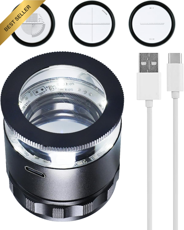 10X Jeweler'S Magnifying Glass with 6 LED Lights and 3 Glass Scales Rechargeable