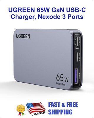 UGREEN 65W Nexode Pro GaN Charger Ultra-Slim 3-Port Fast USB-C Charger