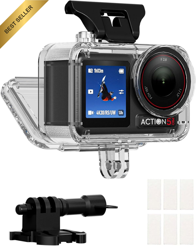 45M 147FT Waterproof Housing Case for DJI Osmo Action 5 Pro,4,3, Diving Case Pro