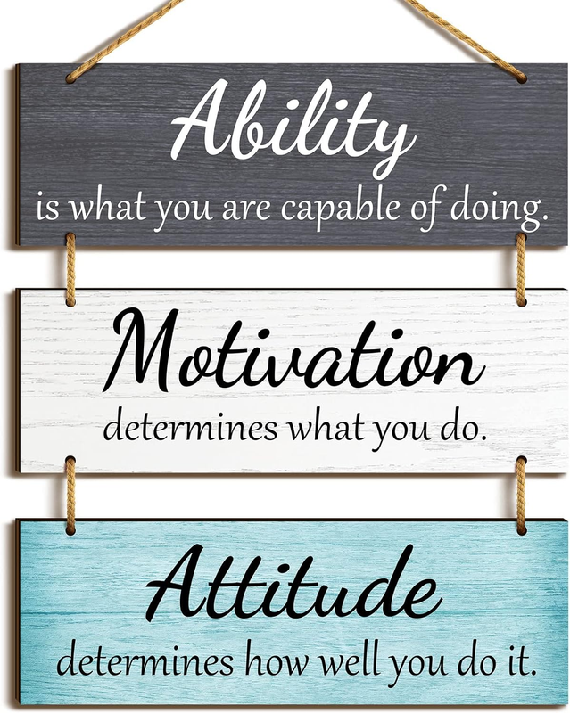 Office Wall Decor Inspirational Rustic Motivational Plaques with Sayings Wooden Hangings Ability Sign Bathroom for Home Office Art Decoration(Fresh Color)