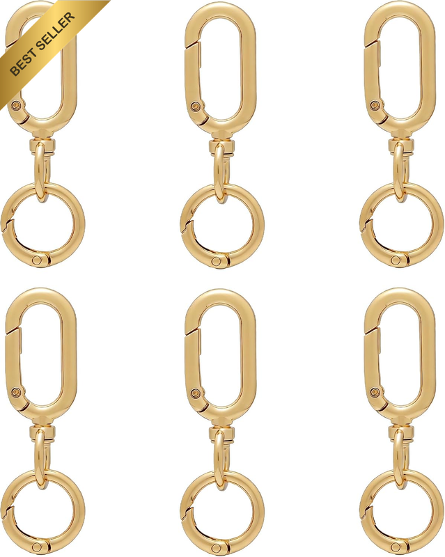 6 Sets Double Opening Swivel Clasp Clips, Metal Swivel Spring Snap Hooks, Key Ch