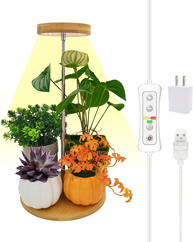 For Indoor Plant,bamboo Mini Led Grow Light Garden,height Adjus