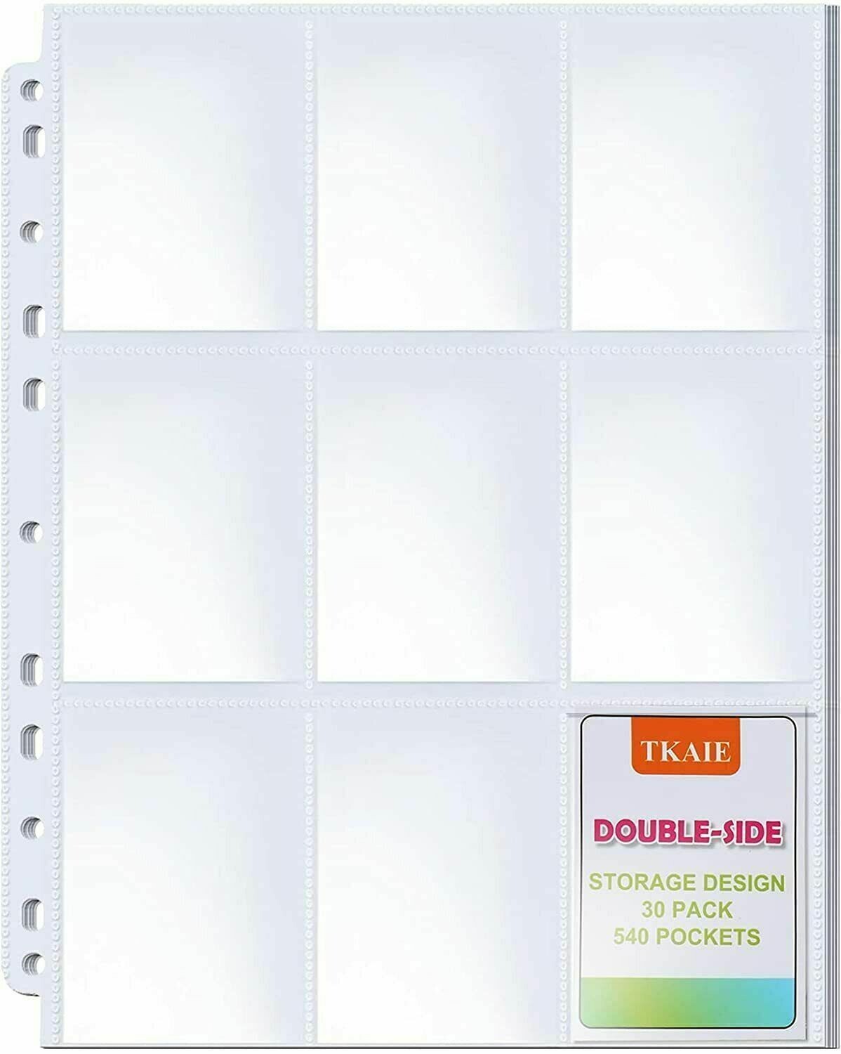 Trading Card Album Binder Protector Pages Sleeves 18 Pocket X 30 Sheets Baseball