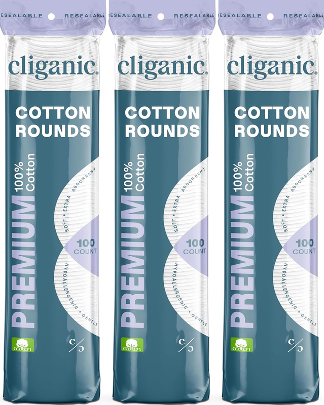 Premium Cotton Rounds for Face (300 Count) - Makeup Remover Pads