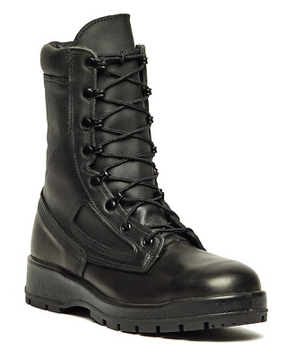 Pre-owned Belleville Womens Black Leather Us Navy I-5 Steel Toe Military Boots In Blue