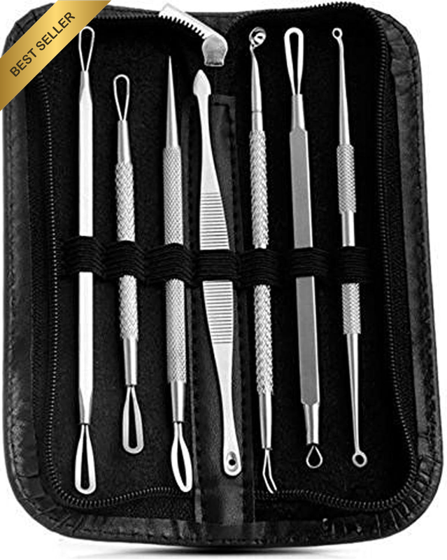 7Pcs Blackhead Remover Tool Kit Stainless Steel Pimple Popper Comedone Extractor