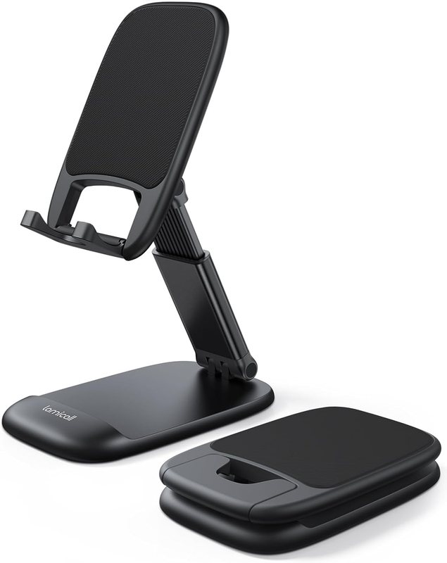 Foldable Phone Stand for Desk - Height Adjustable Cell Phone Holder Portable Cel