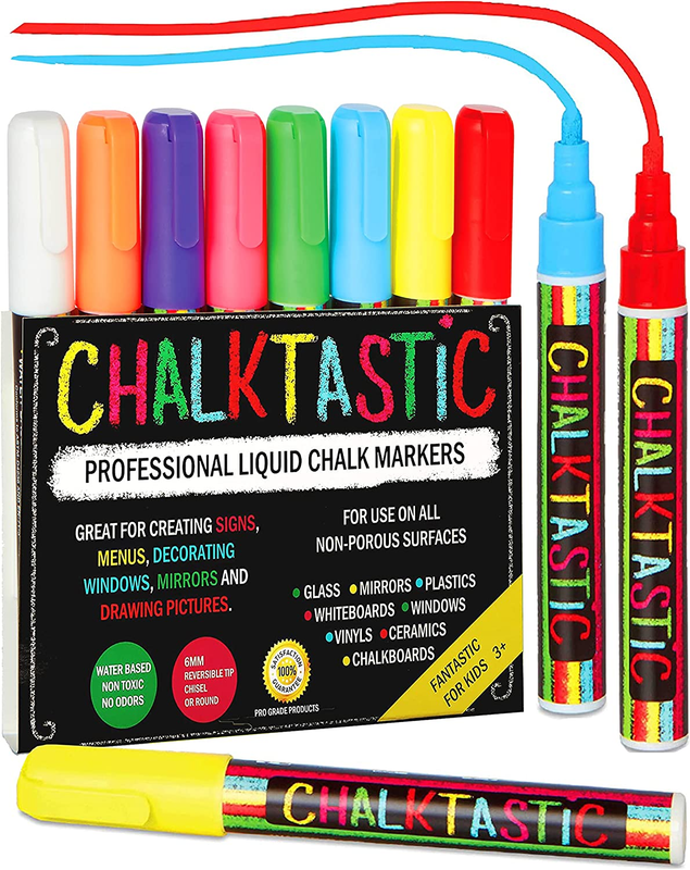 Chalkboard Markers for Kids Set of 8 Washable, Erasable Chalk Ink D
