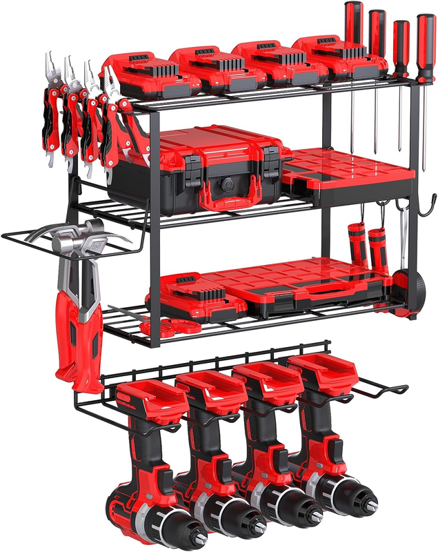 3 Tier Power Tool Organizer, Garage Storage Mount, Heavy Duty Tools Organizer