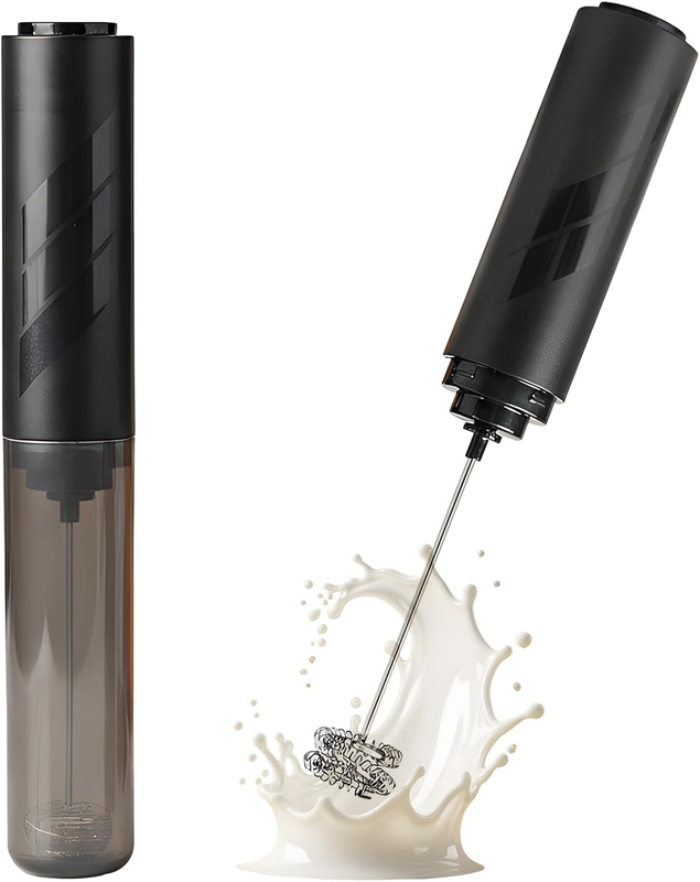 Milk Frother Handheld, Electric Whisk Drink Mixer Wand with Stainless Steel Stir