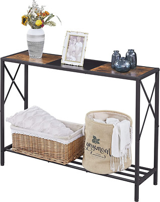 Console Table, 2-Tier Industrial Entryway Table, 41.8 Lnarrow Sofa Table with Sh