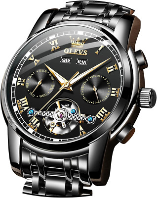 Automatic Self Winding Men'S Watches Date Day Calendar Display Stainless Steel W