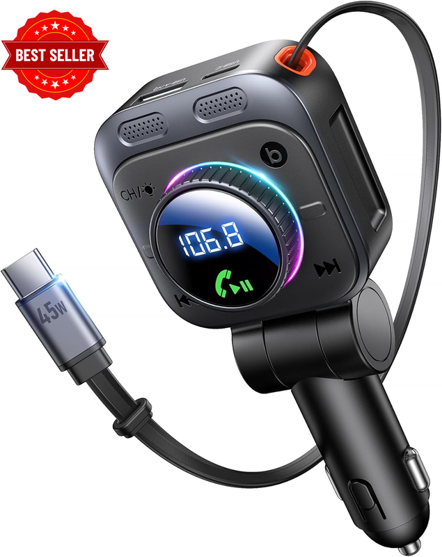 Bluetooth 5.4 FM Transmitter 72W Car Bluetooth Adapter