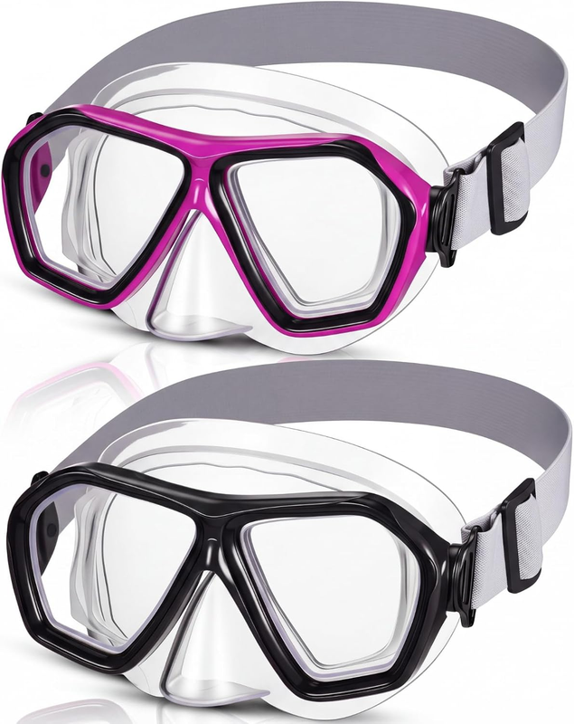 Fabbay 2 Pcs Adult Swimming Goggles with Nose Cover Diving Mask Elastic Strap an