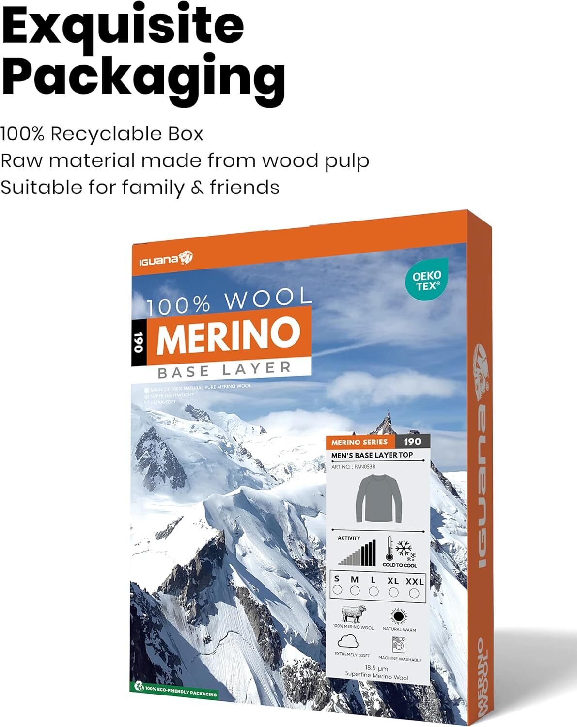 Men's 100% Merino Wool Base Layer Top Winter Warm Thermal Underwear Shirts UT