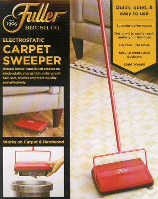 Fuller Brush 17052 Electrostatic Carpet & Floor Sweeper 9" Cleaning Path - Red