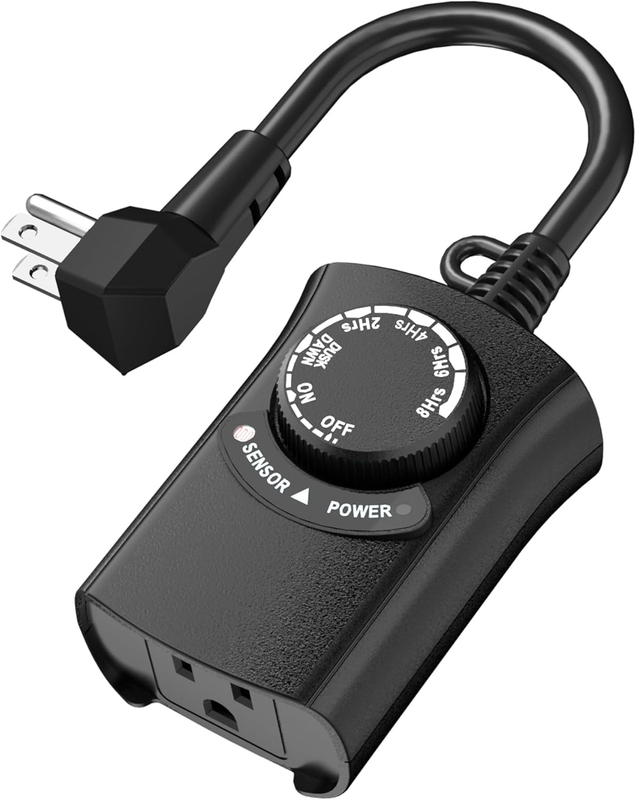 Outdoor Light Timer Waterproof, Weatherproof Photocell Dusk to Dawn Light Sensor