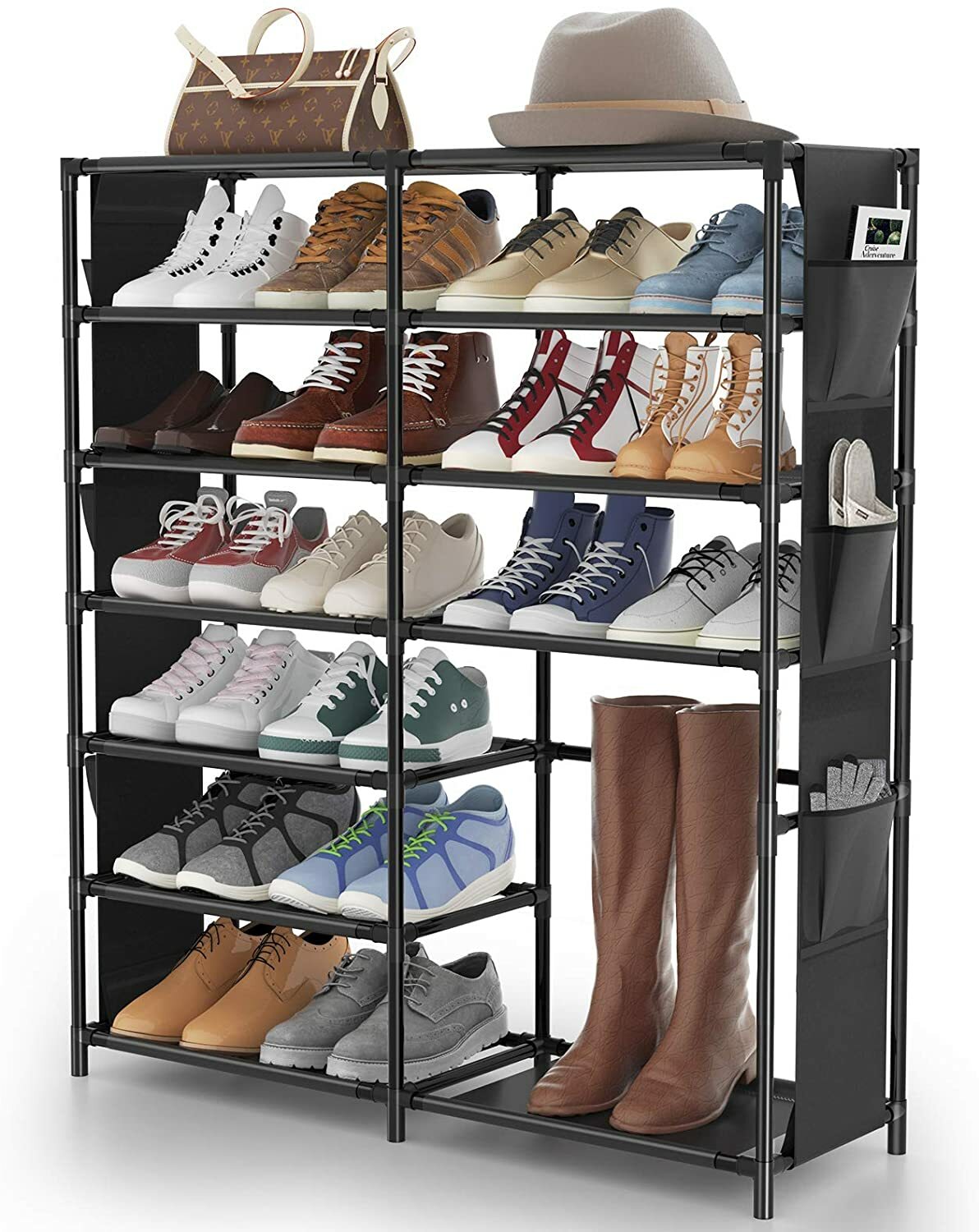 4 tier metal shoe rack on 7 Tier Shoes Rack Boots Shelf Organiser 30 Pairs Shoes Storage Metal Shoes Tower Ebay