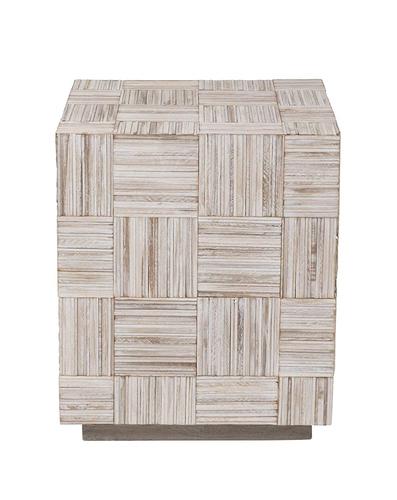 East At Main Maria Off-White Teak Square Accent Table, 20x20x24