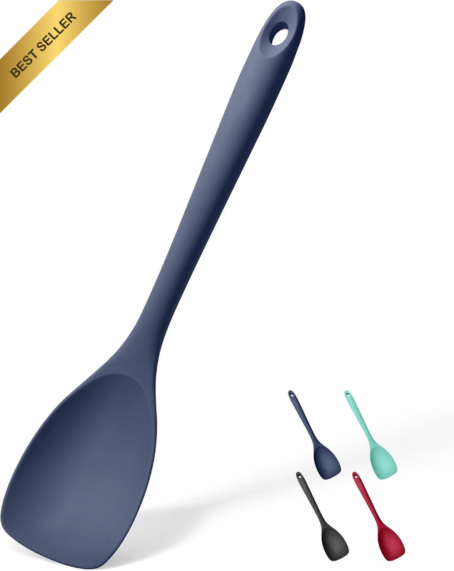 Silicone Cooking Spoon Spatula for Nonstick Cookwares (Navy Blue)