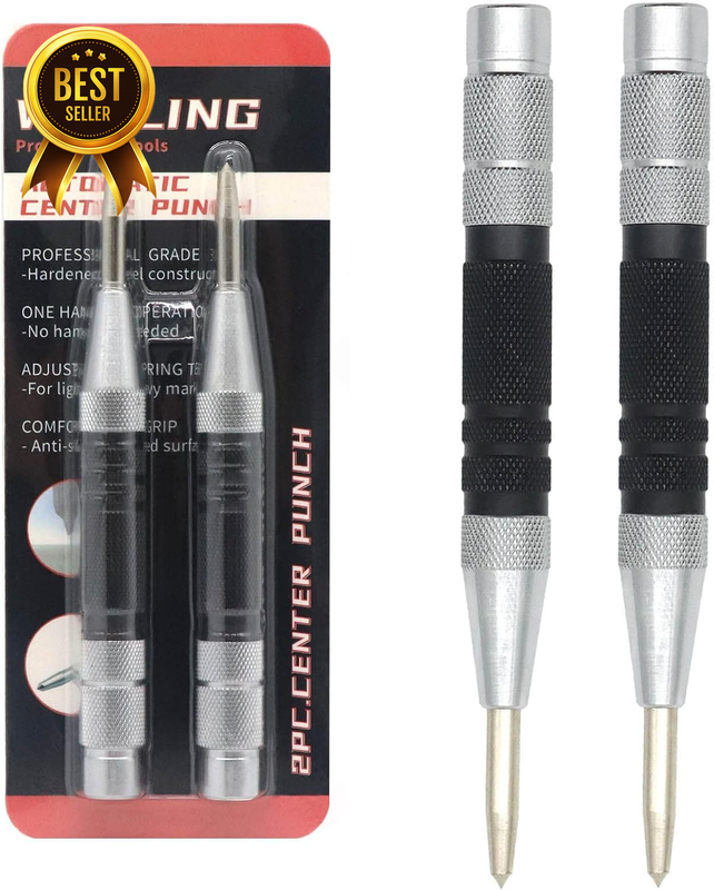 2-Piece Automatic Center Punch, 6 Inch Hardened Steel Spring Punch