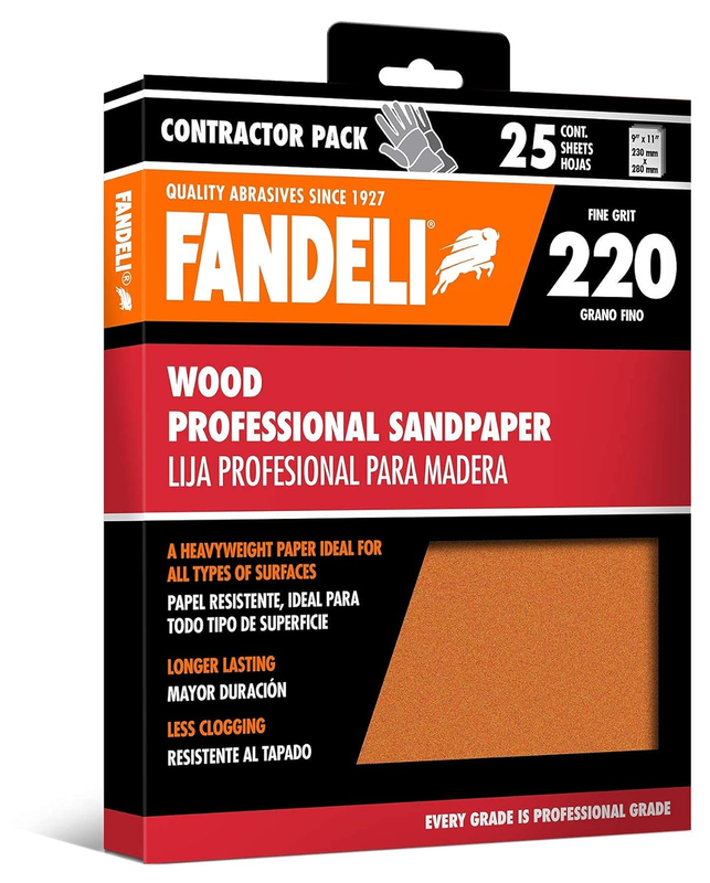 Wood Sanding Paper  220 Grit  25 Sheets of 9'' X 11'' 