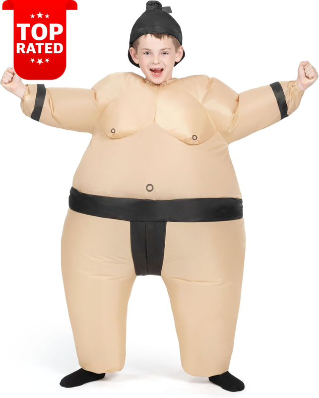 Kids Inflatable Sumo Wrestler Costume Full Body Halloween Dress Up Party Outfit