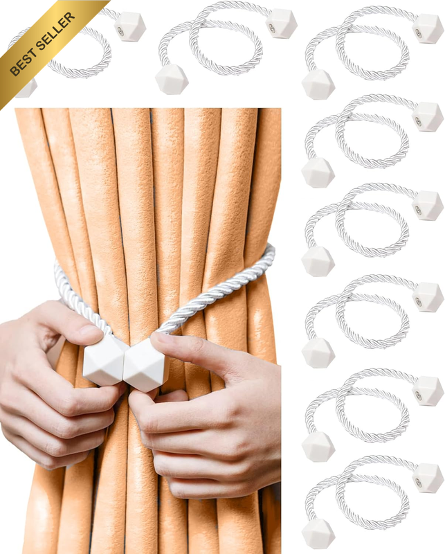 8 Packs Curtain Tiebacks for Drapes, Decorative Drape Tie Backs Holdback Holder,