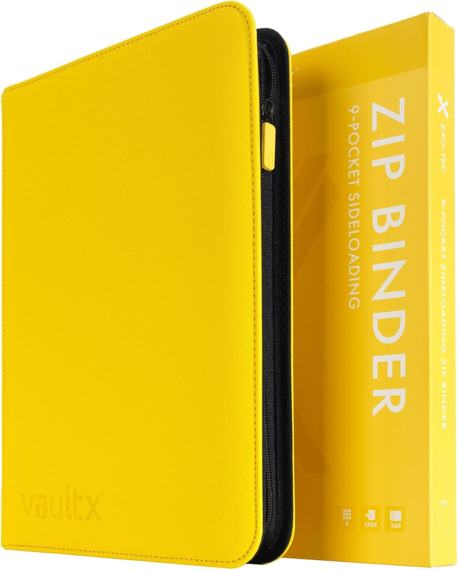 9 Pocket Zip Binder, 360 Cards, Exo-Tec Material, 20 Side-Loading Pages (Yellow)