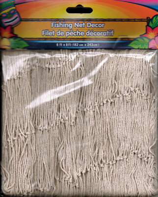 Luau Natural FISH NET NETTING Beach Pool Pirate Party Tiki Bar Decoration-6x8 ft