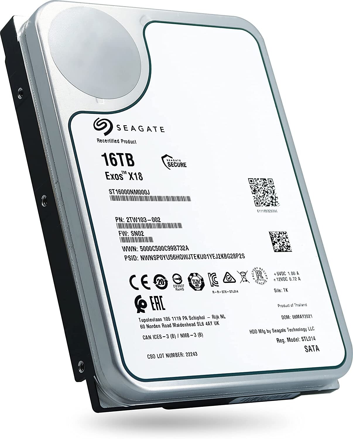 【HDD】Seagate Exos X18 16TB Seagate Exos X18 ST16000NM000J 16TB 7200RPM SATA 6Gb/s 256MB