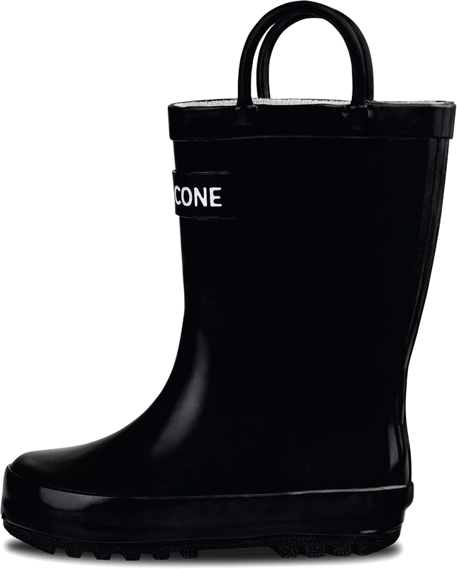 Rain Boots with Easy-On Handles for Toddlers and Kids in black Size: UK 2 EU 33