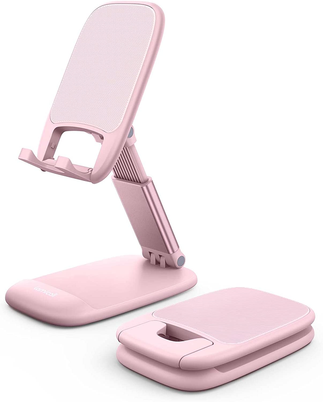 Pink Phone Stand, Pink Desk Accessories - Rose Gold Pink Cell Phone Holder, for