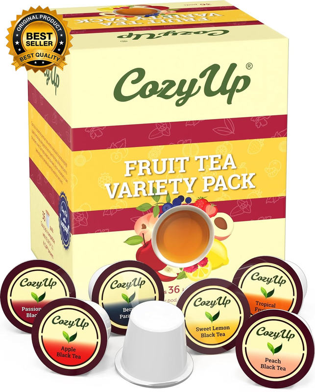 | 6 Flavors | Variety Fruit Tea Sampler Pack | Compatible with Keurig K-Cup Brew