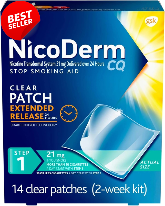 CQ Step 1 Nicotine Patches 21mg Quit Smoking Aid 14 Count - US