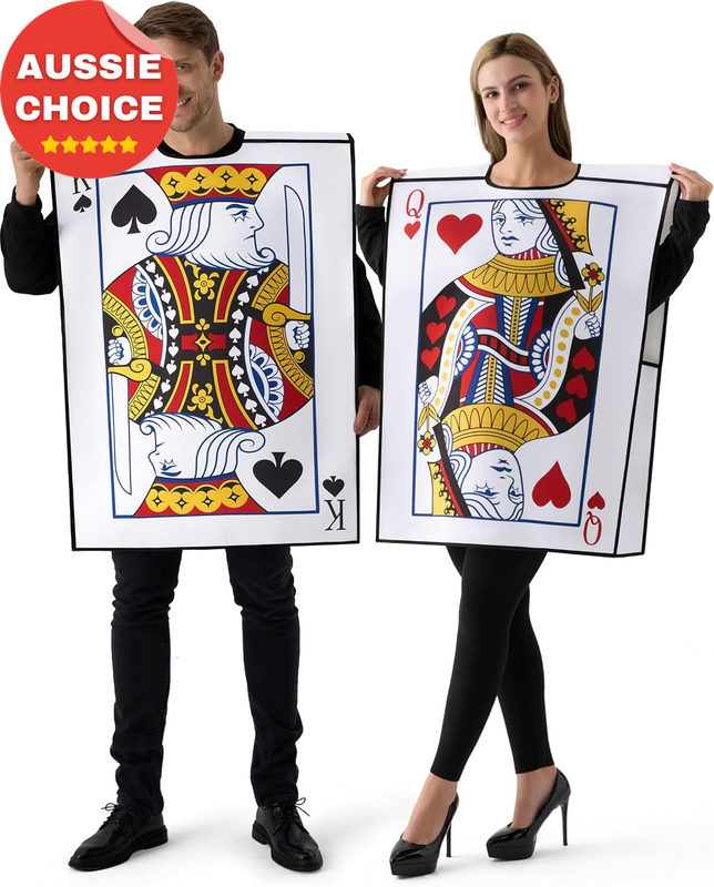 2 Pcs King Queen Playing Card Costumes Halloween Party Cosplay Adult Set